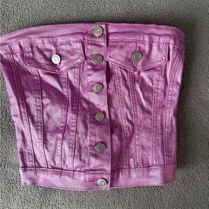 Pink Button-Up Corset Top